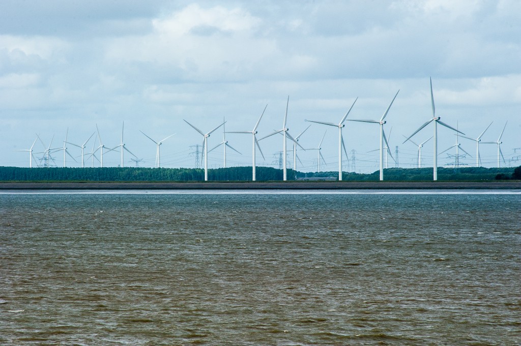 wind turbine field distant_above water